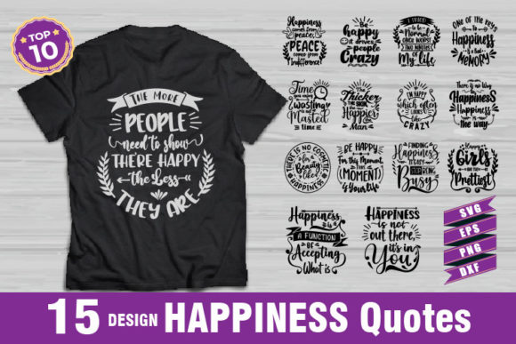 Happiness Quote SVG Cut File Bundle